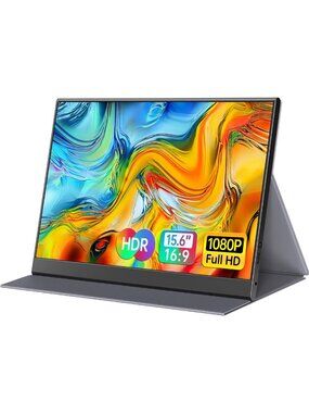 15.6” Portable 1080P Monitor - USB-C HDMI External Display for Gaming & Laptops